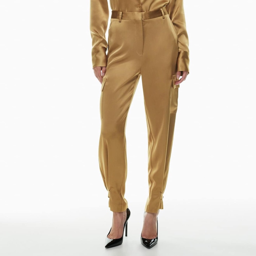 Babaton Gold Satin Pants